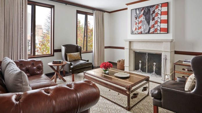 Living room design in English style