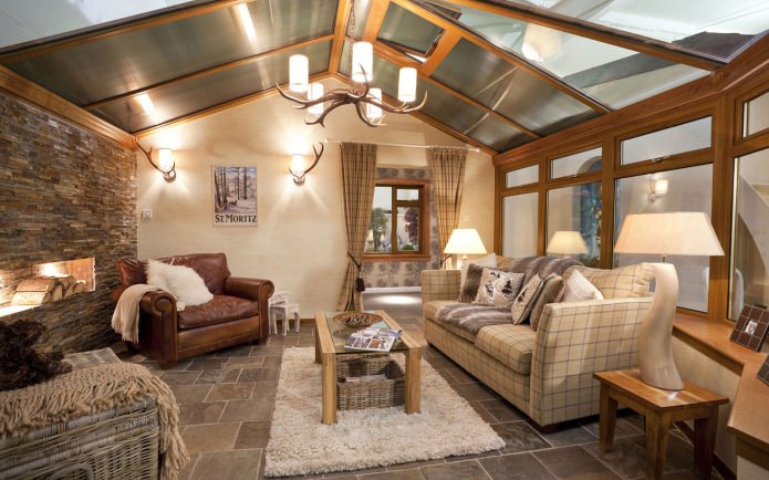 Living room design in English style