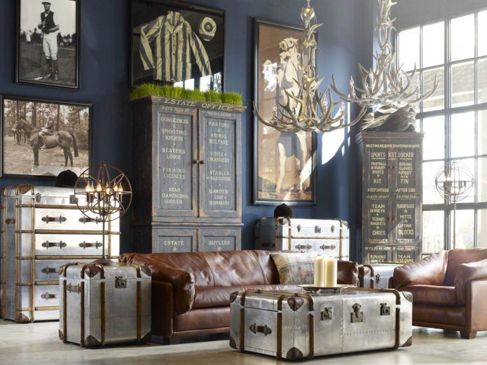 Living room interior in English style