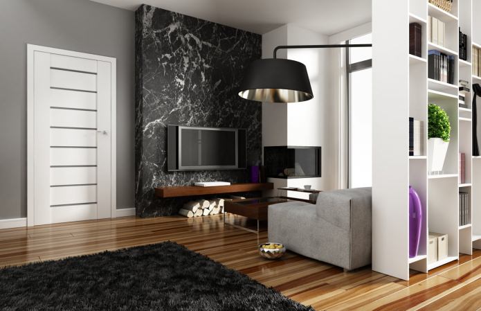 Door and skirting board - light, floor - dark