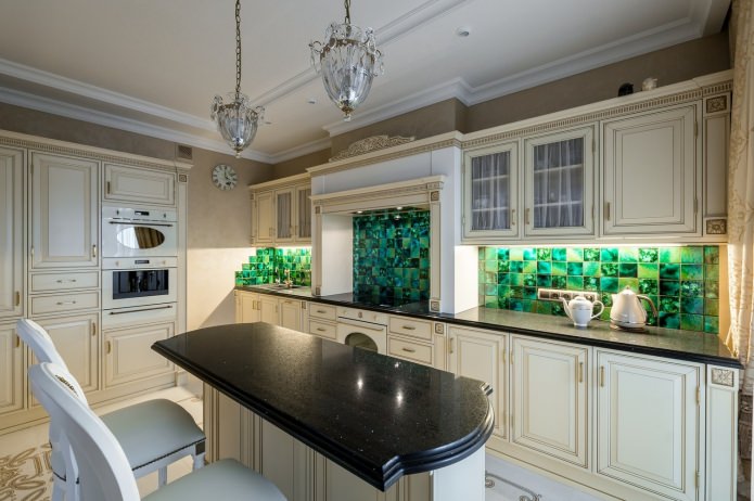 kitchen in the interior of an apartment in a classic style
