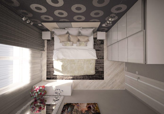 bedroom in the interior of an apartment of 44 sq. m.