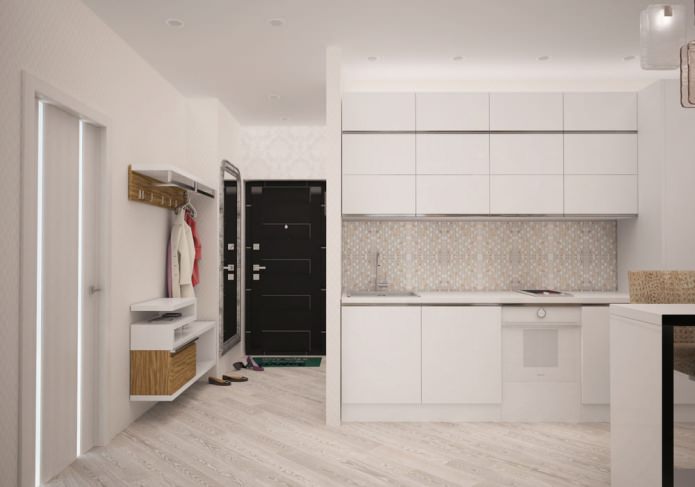 kitchen in the interior of an apartment of 44 sq. m.