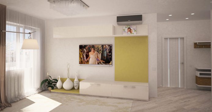 living room in the interior of an apartment of 44 sq. m.