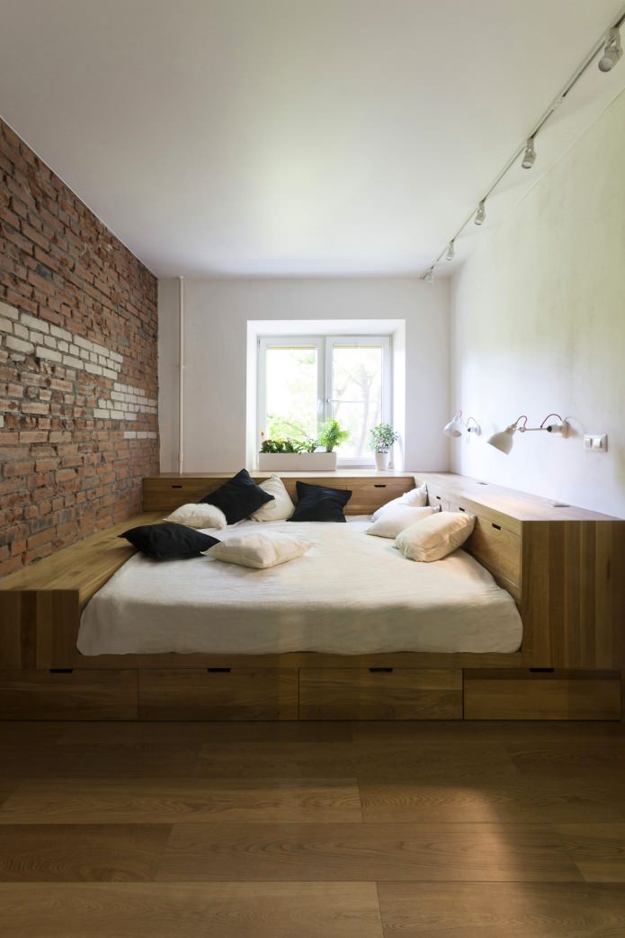 bedroom in the design of a three-room apartment of 80 sq. m. bedroom in the design of a three-room apartment of 80 sq. m.