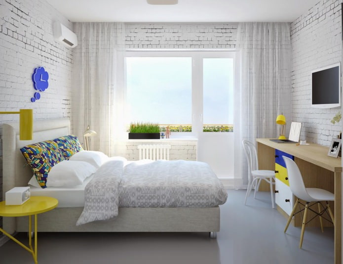 bed in the interior of a studio apartment 24 sq. m. bed in the interior of a studio apartment 24 sq. m.