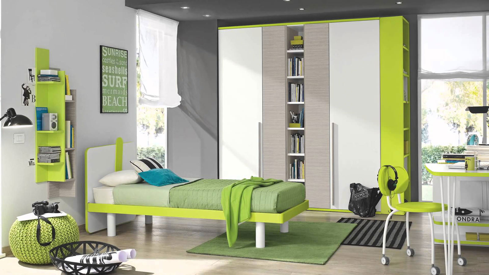 Children's room in green tones