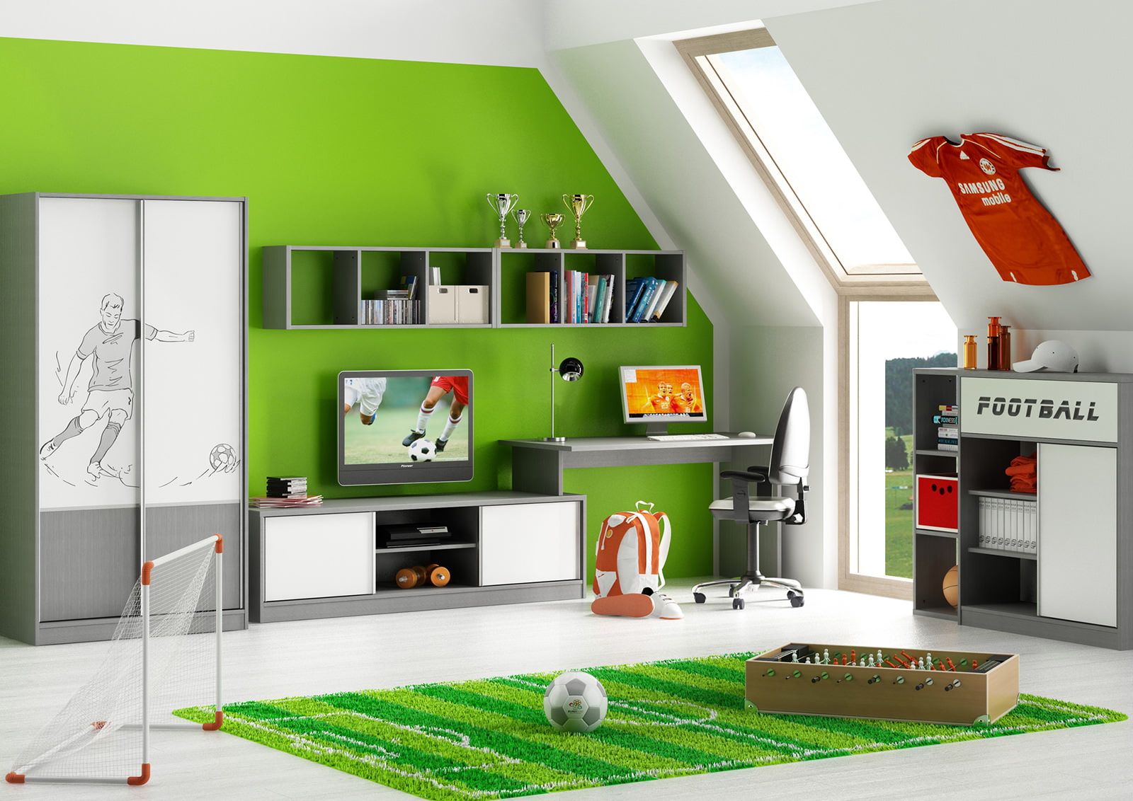 Children's room in green