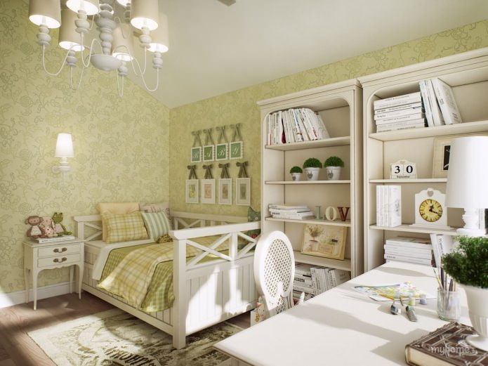 kids room in country style in green tones kids room in country style in green tones
