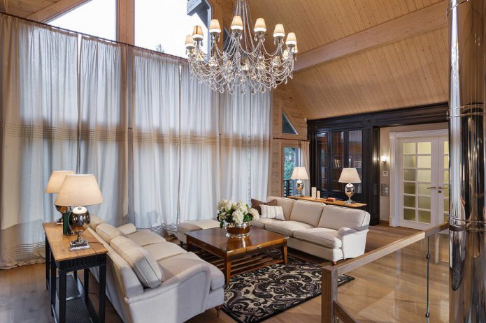 living room interior in a house made of laminated veneer lumber living room interior in a house made of laminated veneer lumber