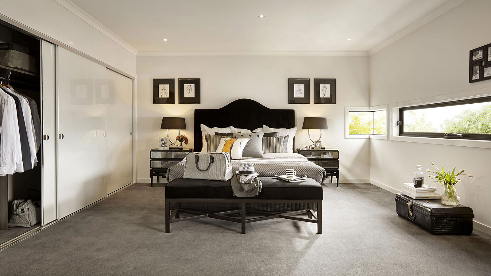 Interior in black and white Interior in black and white