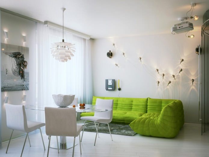 Living room in green tones