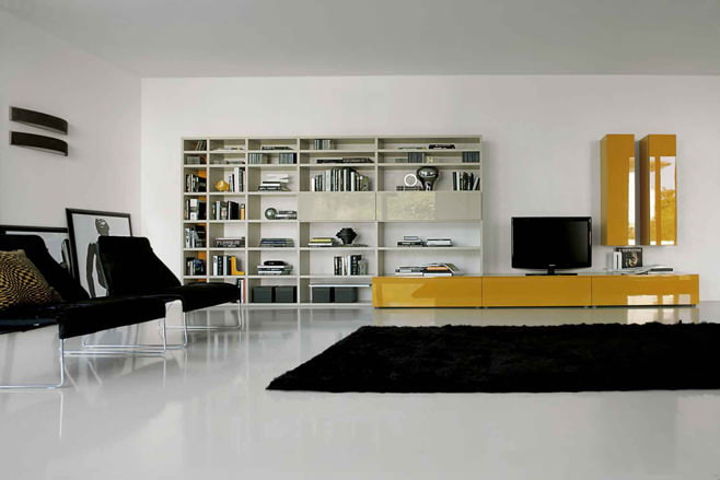 Photo of a living room in yellow Photo of a living room in yellow