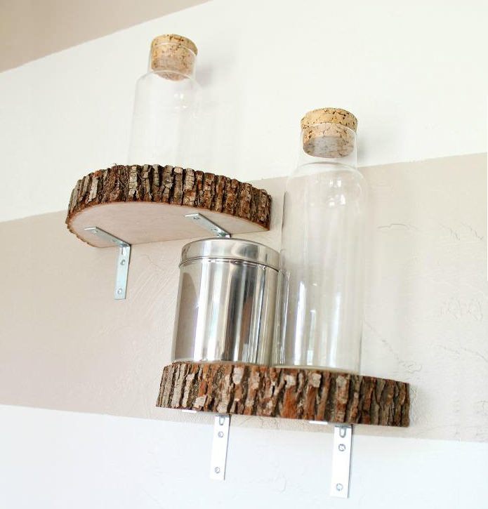 saw cut wood shelves