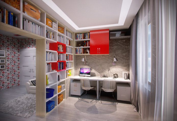 living room with study living room with study