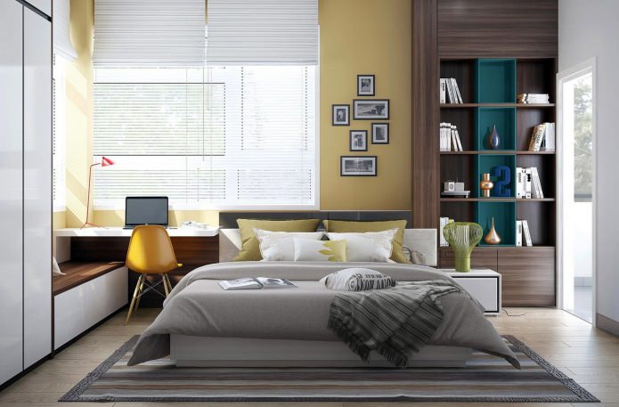bedroom interior with study bedroom interior with study