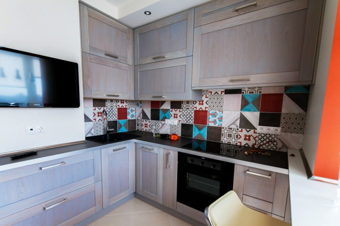 Patchwork tiles in the kitchen