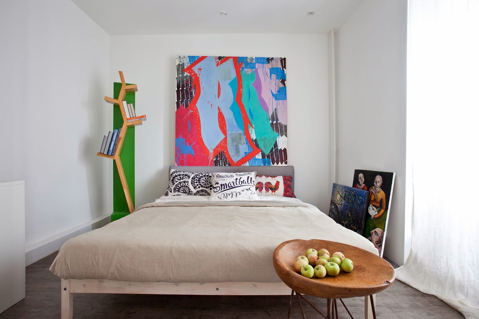 white bedroom in the interior of a creative apartment white bedroom in the interior of a creative apartment
