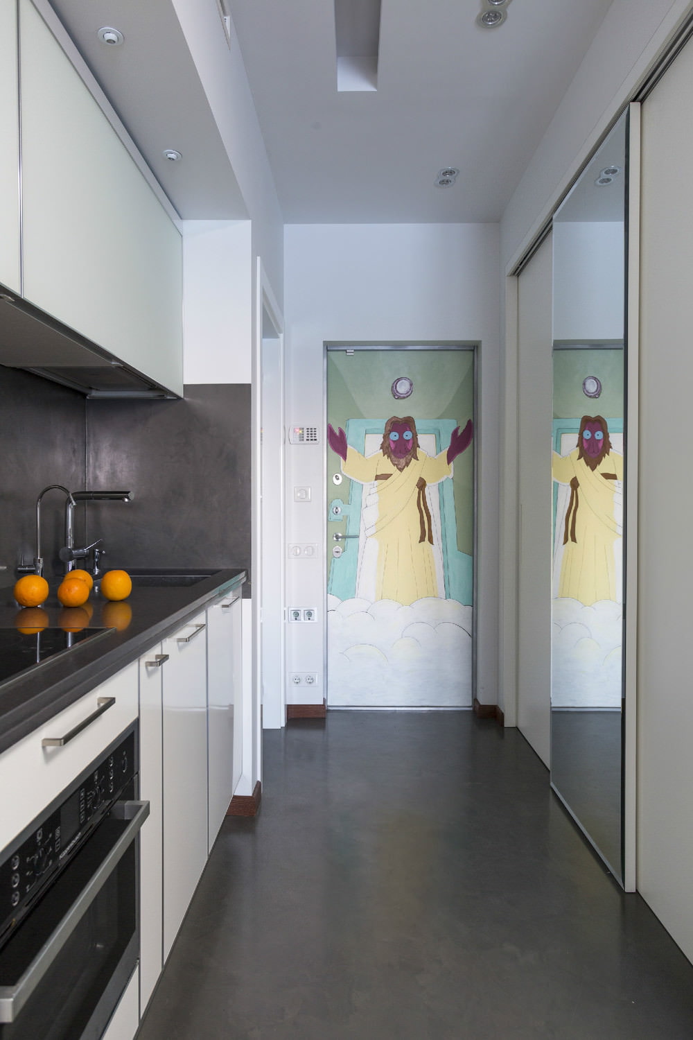 Kitchen in the design of a two-room apartment of 43 sq. m. Kitchen in the design of a two-room apartment of 43 sq. m.