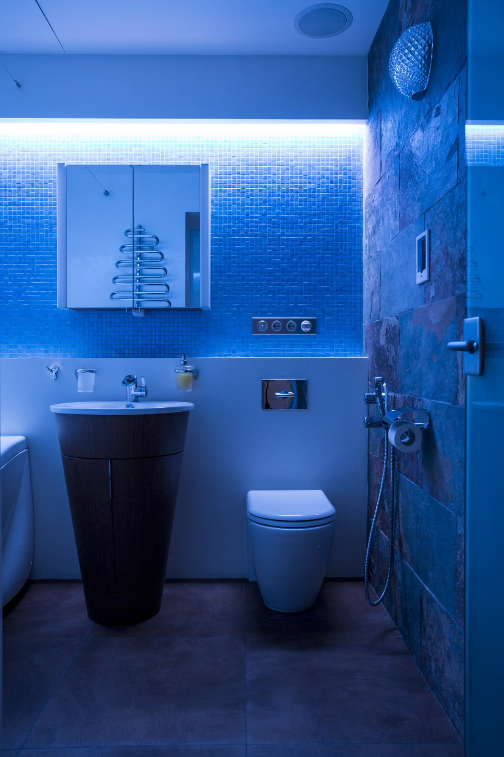 Bathroom in the design of a two-room apartment of 43 sq. m. Bathroom in the design of a two-room apartment of 43 sq. m.