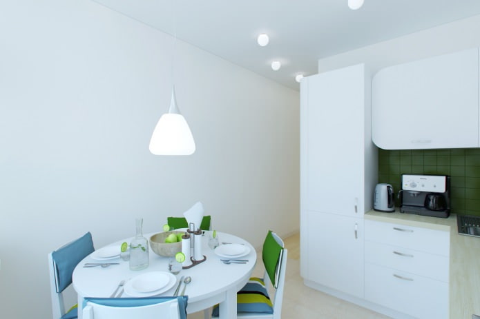 kitchen-dining room in the design of an apartment of 55 sq. m.