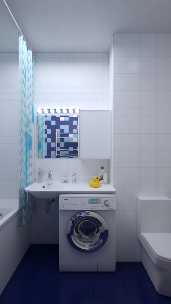 bathroom in the design of a two-room apartment in a house of the P-44 series