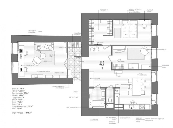 layout of a 3-room apartment layout of a 3-room apartment