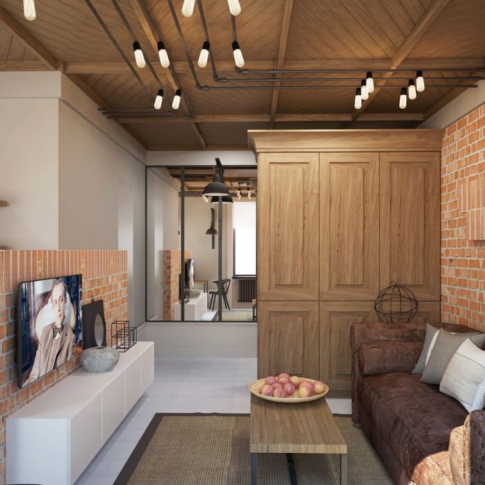 living room in the interior of the apartment 37 sq. m.