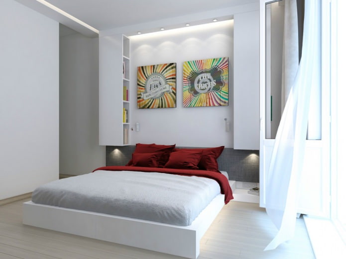 bedroom in the interior design of a studio apartment of 47 sq. m. bedroom in the interior design of a studio apartment of 47 sq. m.