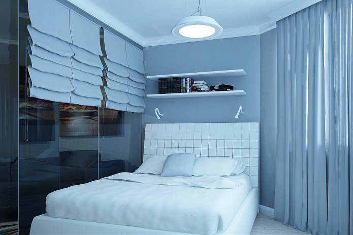 bedroom in a design project of a 2-room apartment