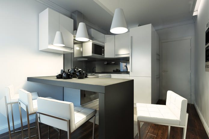 kitchen in a design project of a 2-room apartment
