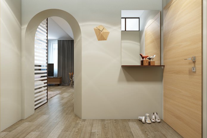 entrance hall in the design of an apartment of 67 sq. m.