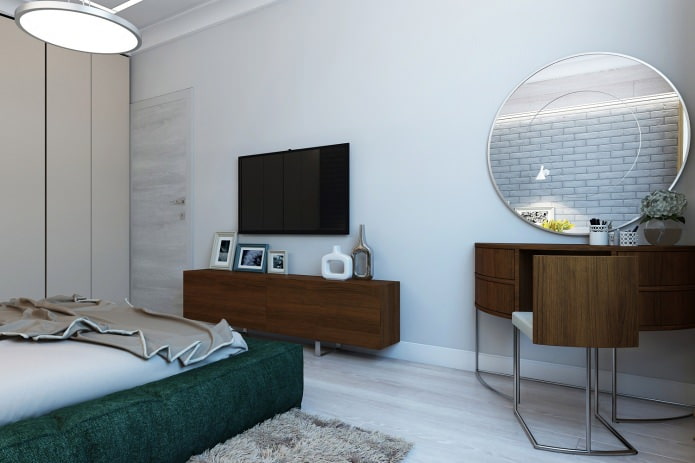 bedroom in a design project of a 3-room apartment