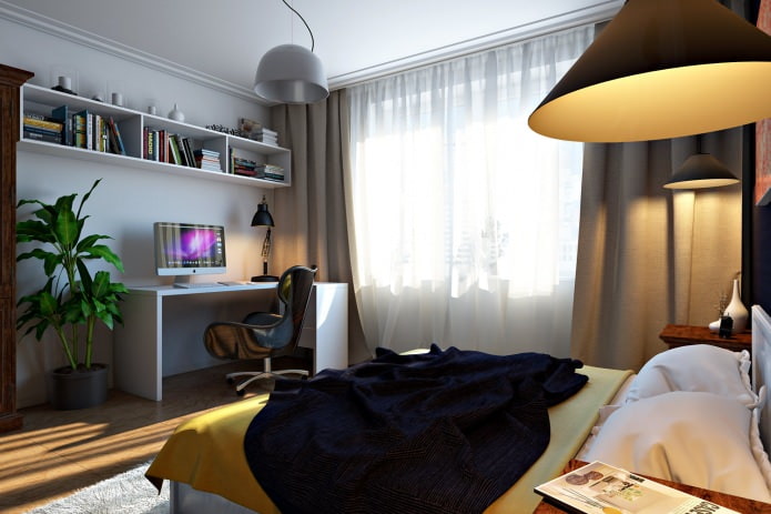 Bedroom-study in a four-room apartment Bedroom-study in a four-room apartment