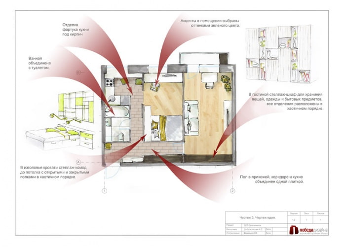 interior layout of an apartment of 46 sq. m. interior layout of an apartment of 46 sq. m.