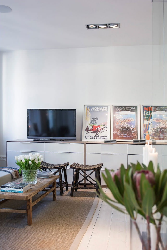 Swedish interior of a studio apartment 34 sq. m. Swedish interior of a studio apartment 34 sq. m.