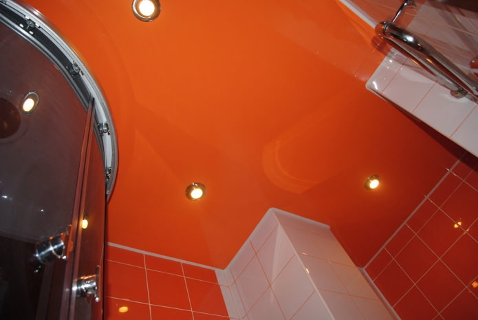 stretch ceiling in orange bathroom design stretch ceiling in orange bathroom design