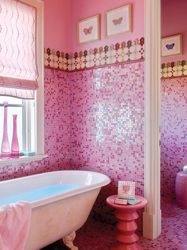bathroom in pink bathroom in pink