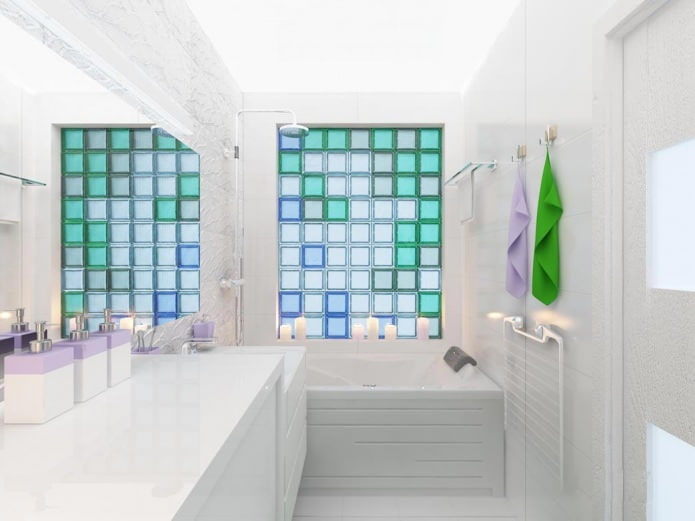white and turquoise bathroom