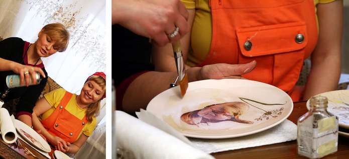 decoupage plates with craquelure