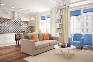 Design studio apartment 46 sq. m. with a bedroom in a niche