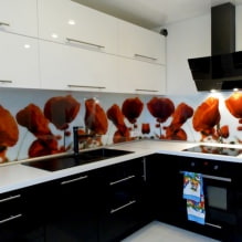 Kitchen apron with flowers: design features, types of materials-5