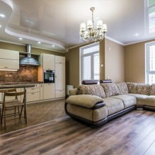 Stretch ceilings in the living room: views, design, lighting, 60 photos in the interior-1