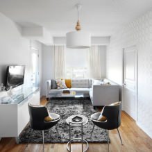 White and black-and-white wallpapers in the living room: 55 photos in the interior-1