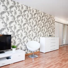 White and black-and-white wallpapers in the living room: 55 photos in the interior-13