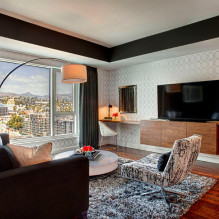 White and black-and-white wallpapers in the living room: 55 photos in the interior-3