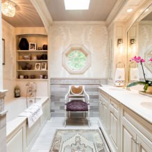 Wallpaper for the bathroom: pros and cons, types, design, 70 photos in the interior-17