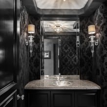 Wallpaper for the bathroom: pros and cons, types, design, 70 photos in the interior-19