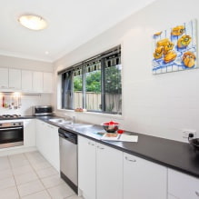 Design of a white kitchen with a black countertop: 80 best ideas, photos in the interior-0