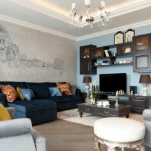 Wall decoration in the living room: choice of colors, finishes, accent wall in the interior-12